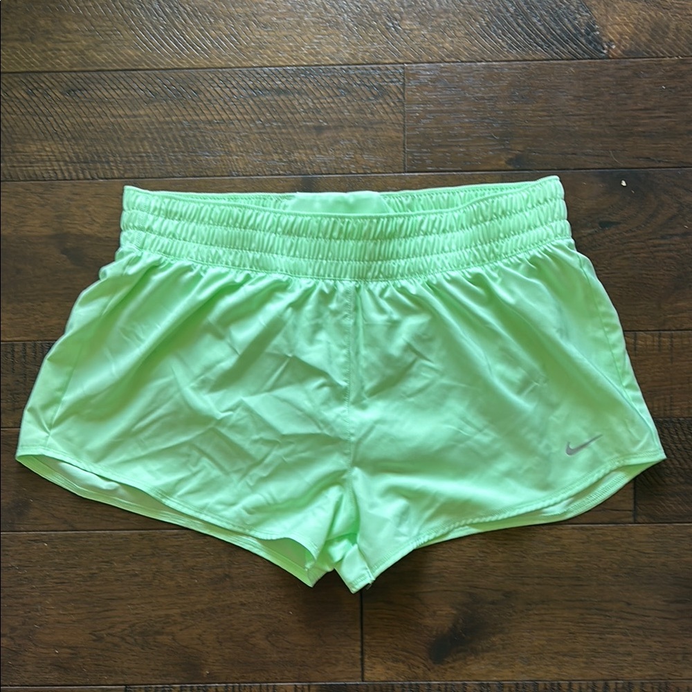 Nike Women's Lime Green Running Shorts Nike one shorts 3” brief lined